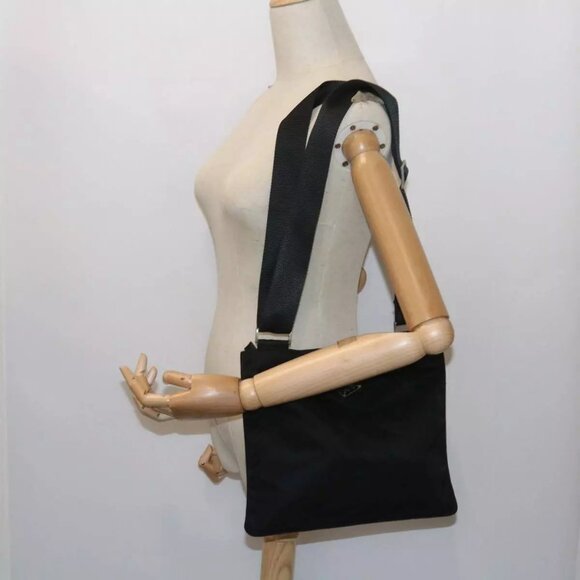 PRADA Shoulder Bag Nylon Black Auth ac2393 - Picture 1 of 13